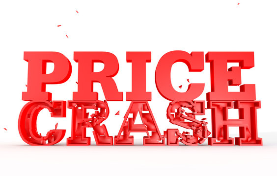 3d render of the word price crash for sales