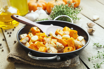 Chicken baked with pumpkin