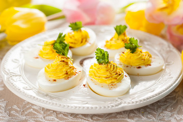 deviled eggs with paprika
