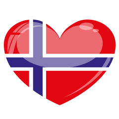 Norwegen Herz Flagge Icon Button