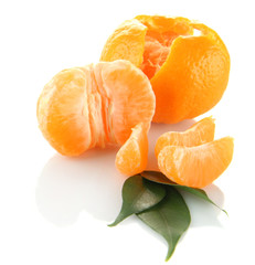 Ripe tangerines isolated on white