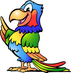 Hand-drawn Vector illustration of an Happy Colorful Parrot