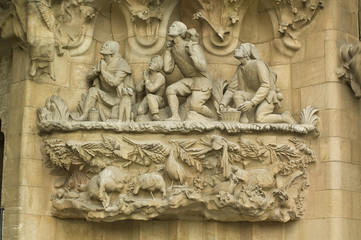 Details of the Sagrada Familia in Barcelona Spain