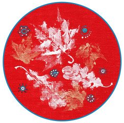 decorative leaves painted on fabric