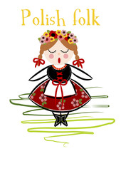 Traditional Polish Costume (Cracovie) - Vector.