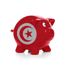 Piggy bank with flag coating over it - Tunisia