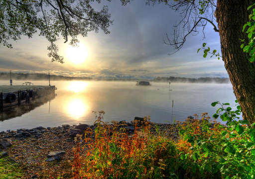 Swedish lake in autumn scenery