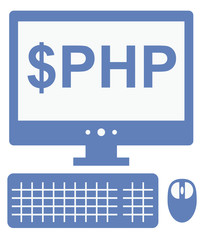 vector icon of personal computer with dollar php inscription on