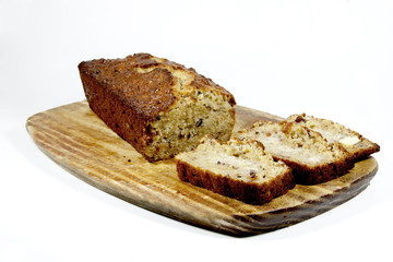 Freshly Baked Homemade Banana Bread On Cutting Board