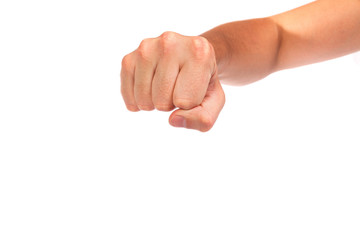 Males hand with a clenched fist isolated