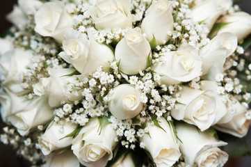 Wedding bouquet of white roses