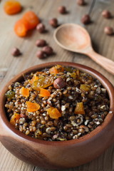 Russian wheat kutia with nuts, poppy seeds and dried fruits