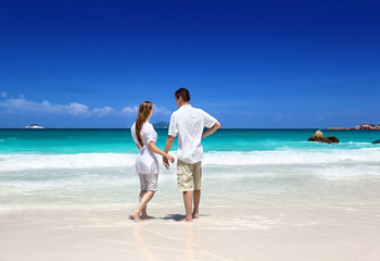 man and woman romantic couple on tropical beach