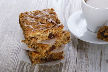 blondie brownie with walnuts and chocolate