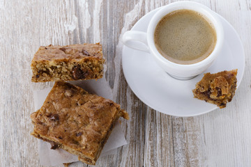 blondie brownie with walnuts and chocolate