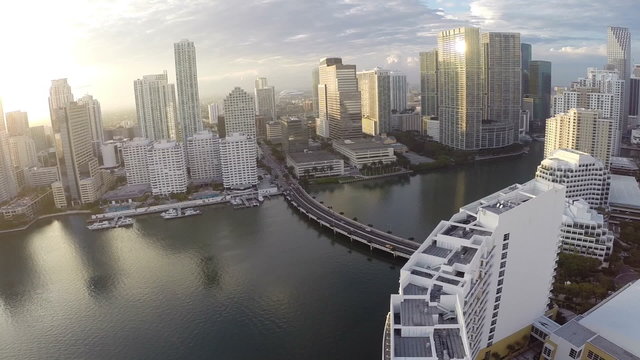 Aerial video of Brickell at sunset