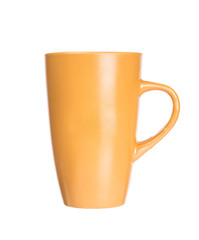 Orange mug empty blank for coffee or tea