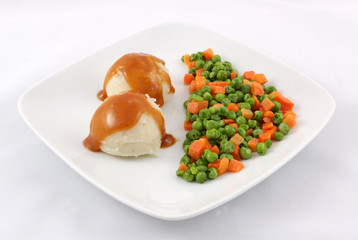 mashed potatoes and peas