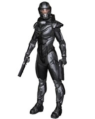 Fototapeta premium Female Science Fiction Soldier - Standing