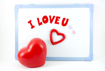 Heart with i love you word on white board
