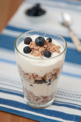 Joghurt mit Heidelbeeren und Haferflocken