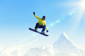 Snowboarder in jump