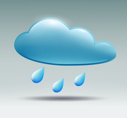 sign in the form of clouds and rain drops on a blue background