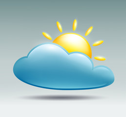 clouds and sun on a blue background