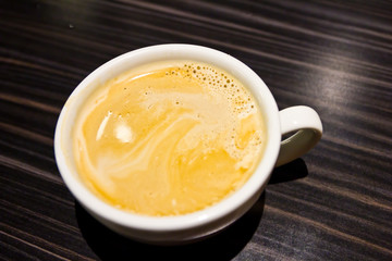 Coffee hot latte in white cup
