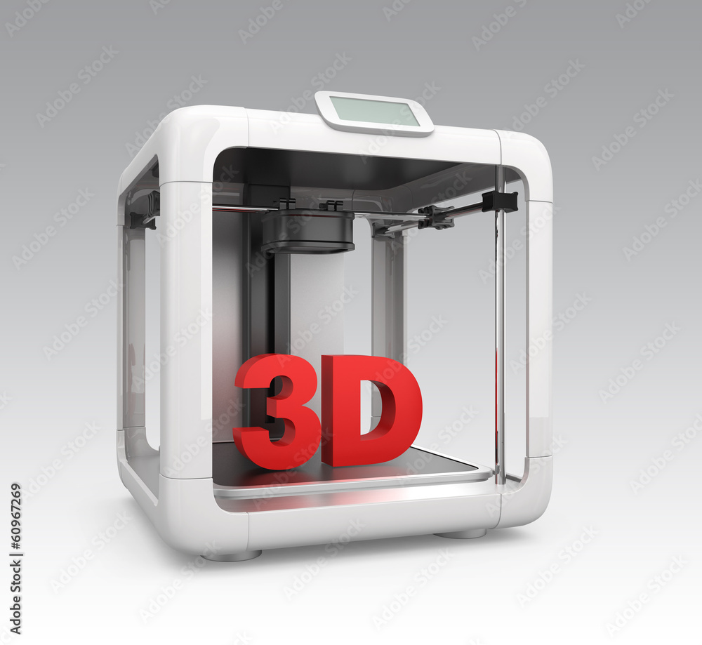 Poster personal 3d printer with red solid text on gradient background