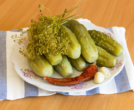 Pickles and spices on a plate