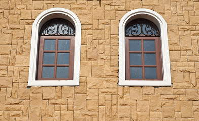 Window on brick wall.