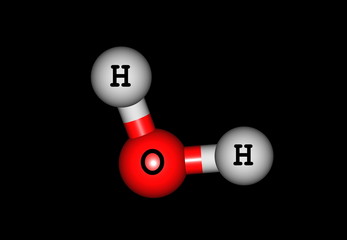 Water (H2O) molecular structure isolated on black