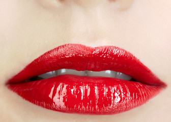 close-up shot of woman's lips