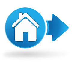 maison sur symbole web bleu