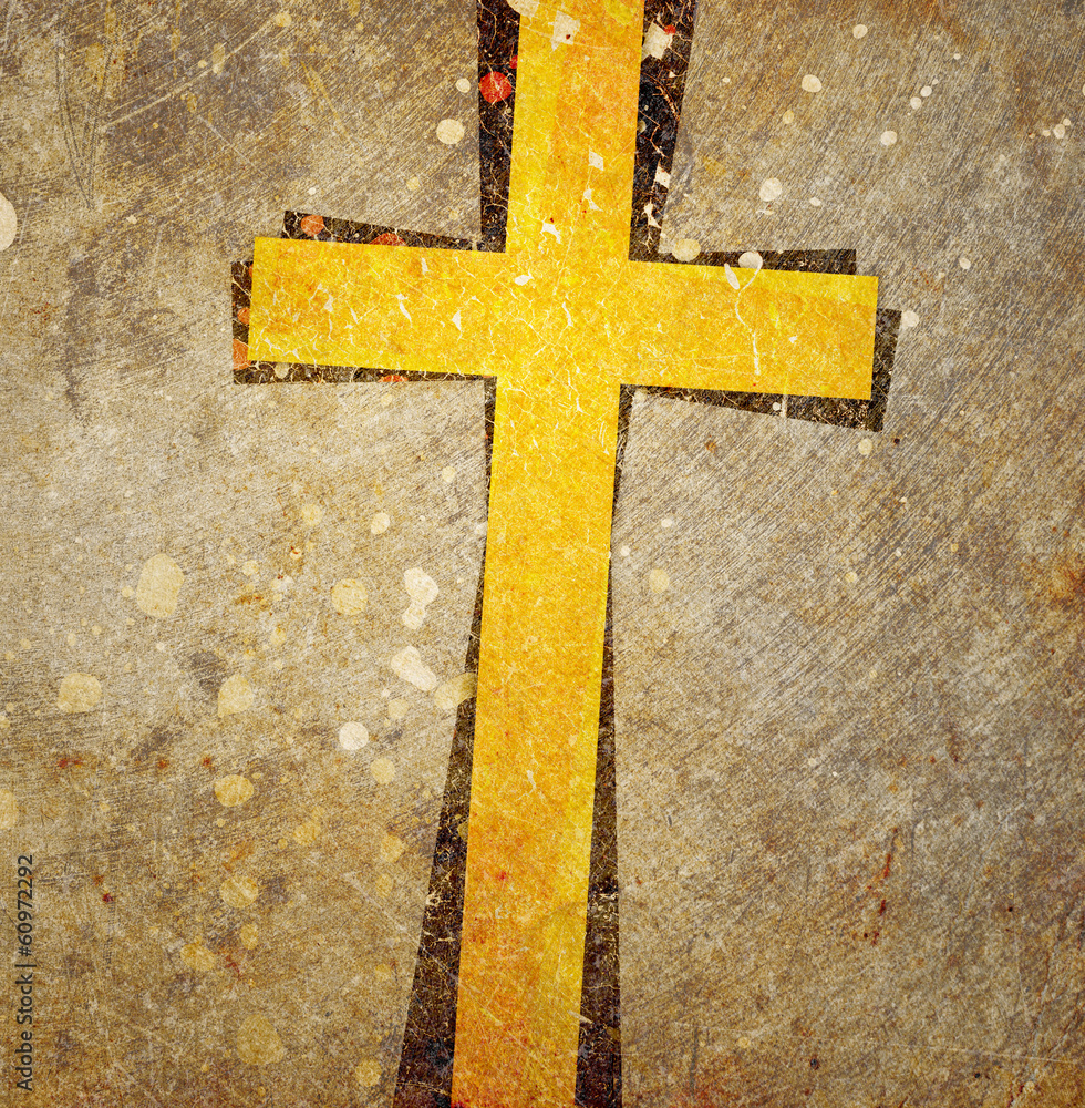 Wall mural cross on abstract grunge background - Wall murals
