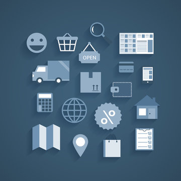 Collection of online shopping pictograms