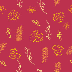 burgundy Seamless floral pattern - Illustration
