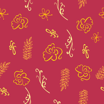 burgundy Seamless floral pattern - Illustration