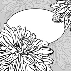 Monochrome floral background with hand drawn  peonies flowers