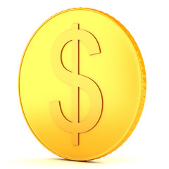 Golden coin with dollar sign