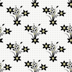 Seamless floral pattern texture on white background