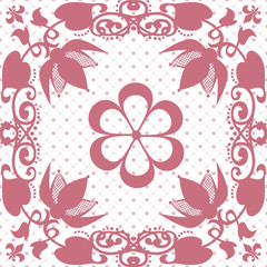 Pink seamless lace lacy pattern on white