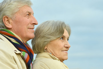 Old couple in autumn park