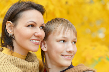 Mother with her son in the park