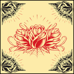 Roses and Frame Tattoo style design