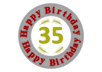 round happy birthday button with age