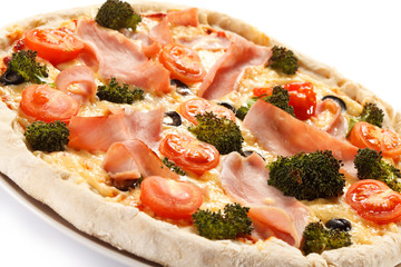 Pizza on white background