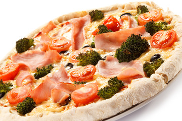 Pizza on white background