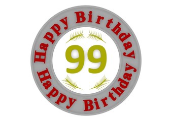 round happy birthday button with age